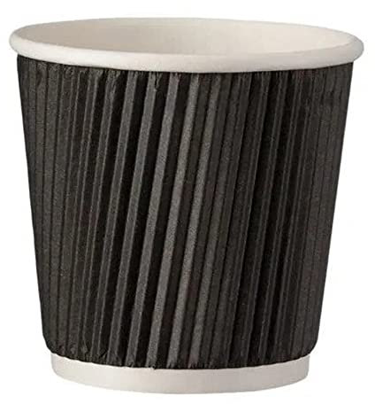 Intertan Q530059 Lot de 25 gobelets en papier strié Noir Diamètre 62 mm Capacité 4oz