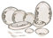 36 Piece Melamine Dinnerware Contemporary Flower Print Design Set, Shatterproof, Lightweight, Artisanal Double Bead Plates & Bowls, Solid Reactive Glazes Dinner (Grey Flowers)