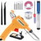 Kit pistola per saldatura elettronica da 60 W con 5 punte per saldatura, pompa dissaldante, pinzette, fili di saldatura, supporto e cacciavite Phillips per elettronica, riparazione, fai da te (giallo)