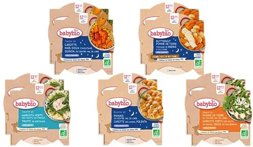 BABYBIO - Pack Semaine - 10 Assiettes pour bébé - Repas midi et soir - Dès 12 Mois - 5 recettes - BIO - 10 x 230g