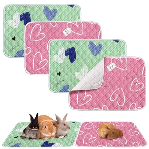 4 Stück wasserdichte Pipipads für Meerschweinchen, Wiederverwendbare PIPI Pads für Meerschweinchen, waschbar und super saugfähige Unterlagen, Kleintiermatten für Kaninchen, Hamster, Welpen