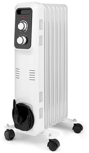 Radiador de Aceite 7 elementos 1500W RL1500, Termostato regulable, 3 potencias de calor, blanco