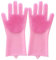 DUnLap Cleaning Gloves 1Pair Dishwashing Cleaning Gloves Magic Silicone Rubber Dish Washing Sponge Glove for Household Scrubber Kitchen Clean Tools Eco Friendly Cleaning Gloves(Pink)