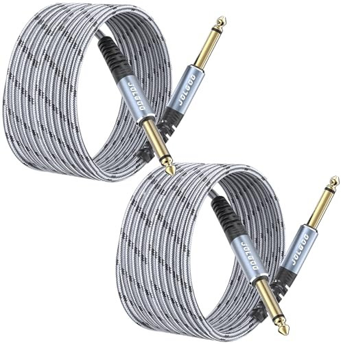 JOLGOO 1/4 Inch Guitar Instrument Cable 2-Pack, 1/4 inch TS Guitar Cable, Quarter inch Cable, for Electric Guitar, Bass, Keyboard, Mixer, Amplifier, Speaker, Electric Mandolin, 20 FT/6M