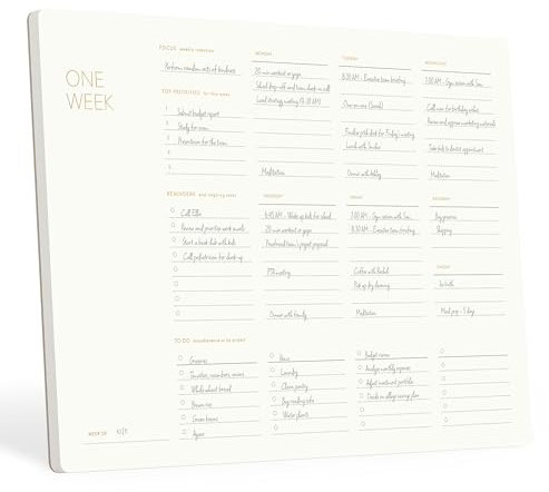 Pinesman - Eine Woche – Eleganter, undatierter Wochenplaner, Goldfolie, A4, minimalistischer Wochenaufgabenheft, Tagesplaner, Wochenplaner, umweltfreundlich, FSC™-zertifizierter Arbeitsplaner