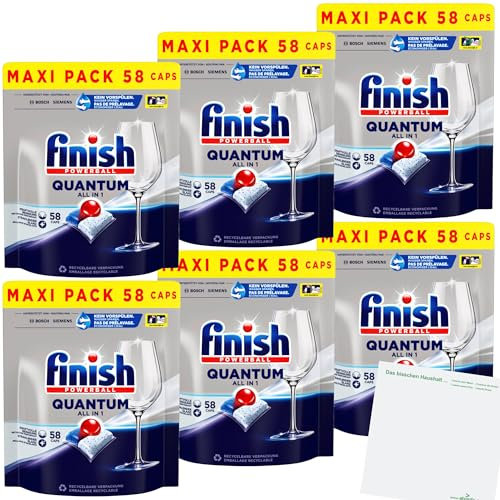 Finish Quantum All in 1 Regular Spülmaschinen Tabs Maxipack 6er Pack (6x58 Stk. Packung) + usy Block
