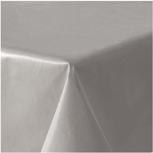Wachstuchtischdecke Tischdecke abwaschbar PVC Plastik-Tischdecken Rund Oval Eckig Rechteckig Outdoor Wachs Gartentischdecke (Hellgrau Einfabig, Oval 140x180cm)