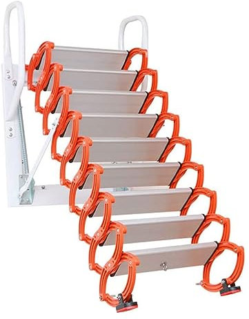 Dachboden-Stufen, herunterziehbare Dachboden-Treppe, herunterziehbare Dachboden-Treppe, wandmontierte Klapptreppe, einziehbare Dachboden-Leiter mit Armlehnen