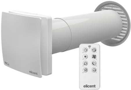ELICENT | Rec Duo 100 Plus RC, ø100 mm, Unità di Ventilazione VMC Decentralizzata con Recupero di Calore, Timer e Umidostato Regolabili, Telecomando incluso, Made in Italy