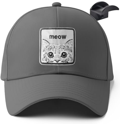 urban ace Baseball Cap Herren Damen 100% Baumwolle inkl. Wandhaken Snapback Verschluss verstellbar Outdoor Running Sport Freizeit Basecap Kappe Männer Frauen (Dark Grey Meow)