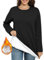 Vancavoo Felpe Donna Senza Cappuccio Invernale Felpa in Pile Girocollo Manica Lunga Sweatshirt Pullover Cappotto Casual Top,Nero,XL