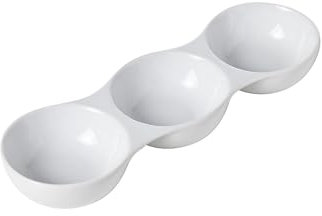 Cosy & Trendy Coupelle apéritive en Porcelaine, 3 compartiments, 24x7.5xH 3.3Cm, Blanc