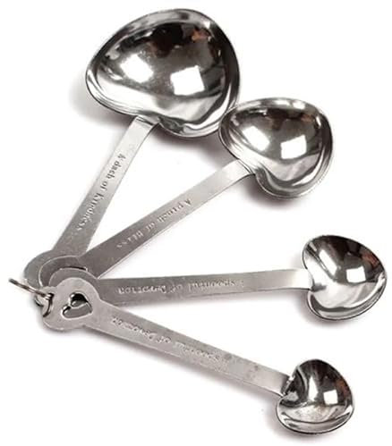 One Set of Four Measuring Spoon Stainless Steel Heart-shaped Measuring Spoon Love Heart Measuring Spoon Gift Set