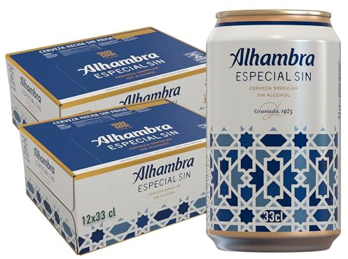 Alhambra Especial SIN, Pack 24 Latas de 33cl, Cerveza Lager Sin Alcohol de Baja Fermentación, 0.75% Vol. Alcohol