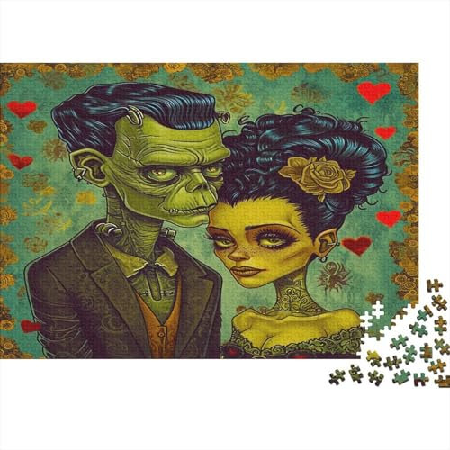 lihuogongsio Gothic Jigsaw Puzzles for Adults 1000 Piece Jigsaw Frankenstein Family Fun Educational Games Home Decoration Colorful Impossible Puzzles Relax Games 1000pcs (75x50cm)