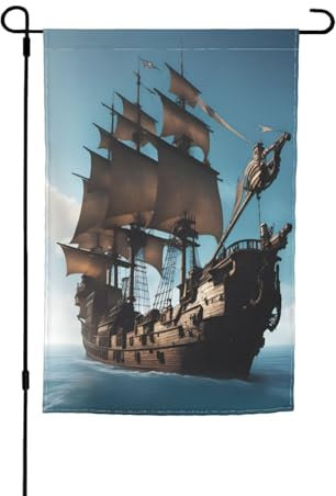 Drapeau imprimé bateau pirate, principalement utilisé pour la décoration de jardin, convient également pour toute terrasse, balcon ou décoration de festival