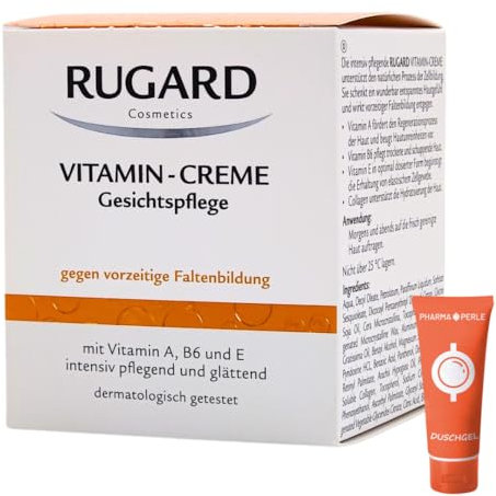 Vitamin Creme Gesichtspflege 1x 100 ml I gegen vorzeitige Faltenbildung I intensiv pflegend und glättend I Collagen, Vitamin A, Vitamin E, Vitamin B6 I Spar-Set plus Pharma-Perle give-away