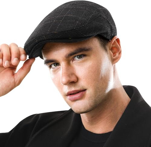 Wantonfy Schirmmütze Herren Barett Cap Schiebermütze Barret Flat Cap Newsboy Baskenmütze