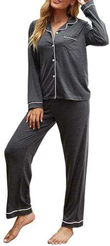Pigiama Donna Caldo Invernale Pigiami Aperto Davanti Cotone Lungo Pigiama 2 Pezzi Con Bottoni Manica Lunga Set Pigiama Leggero Taglie Forti Curvy Camicia Da Notte Elegante Comodo Casual Per La Casa