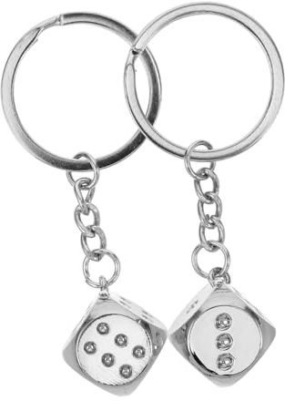 LIFKOME Lot De 2 Porte-Clés Dés En Métal Breloques Pendentif Cube 3D Accessoires Porte-Clés Pour À Main Portefeuille Téléphone Portable Ou Rétroviseur De Voiture