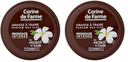 Corine de Farme - Graisse à Traire Bronzage Intense - Huile Bronzante - Bronzage Intensifié Sans Autobronzant - Monoï de Tahiti, Parfum des Îles - Pot 150 ml (Lot de 2)