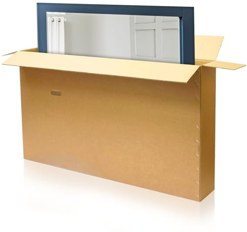 Mirror Packaging Cardboard Box | Brown Sturdy Frame Box Made up of thick with Handles | Double Walled Solid large packaging | Ideal for Shipping Frames, Mirrors & Paintings (Small)