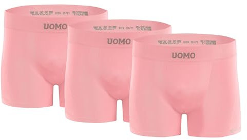 sesto senso 3 Paia Boxer Uomo Intimo Pantaloncini retrò Pugili Senza Cuciture Aderenti Comodi Taglio Classico Elastico Biancheria Intima Uomo S/M Rosa