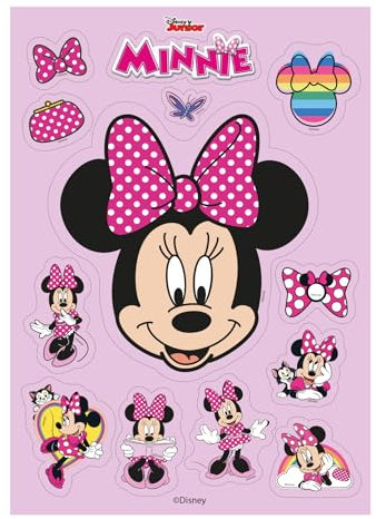 Dekora, Oblea Recortable Comestible Minnie Mouse, Decoración para Cumpleaños Disney Infantil, Adornos para Pasteles, Galletas, Cupcakes y Otros Postres