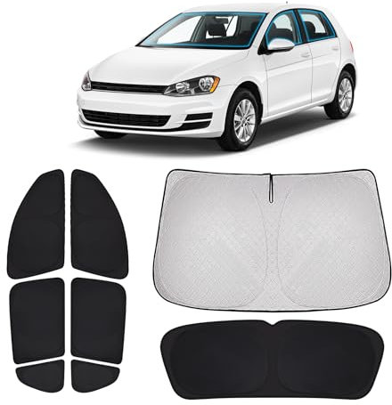 XCBYT Auto Sonnenschutz Frontscheibe Seitenscheibe für VW Golf 7 2015-2021, Windschutzscheibe Heckscheibe Autoscheiben Sonnenschutz Fenster Verdunkelung, Sichtschutz Vorhang Hitzeschutz Camping