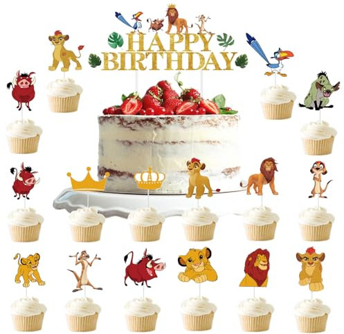 Decorazioni Torta Leone, Decorazioni Torta Compleanno, 17PCS Re Leone Topper Torta Compleanno, Decorazione Torta Compleannos, Cake Topper Compleannos, Happy Birthday Decorazionis Tortas, per Bambini