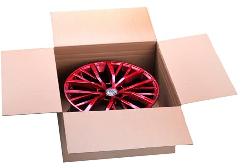 Felgenkartons 21-22 Zoll Faltkarton 590 x 590 x 300 mm – stabile Versandkartons für Autoreifen Alufelgen Felgen, höhenverstellbar, 2-wellige BC-Welle, Versandkarton für Felgen - 8 Stück