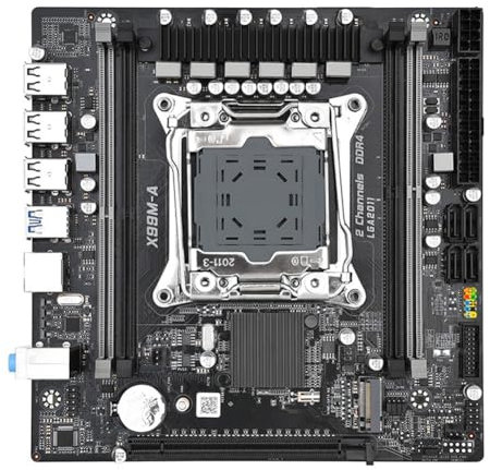 Junterone Scheda Madre X99M-A con 4 Slot DDR4 per Memoria Fino A 128G, Supporto CPU LGA2011-3, PCI-e 3.0×16, Supporto M.2 NVME/NGFF e Scheda di Rete Gigabit.