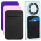 Dimeho Paquete de 3 soportes adhesivos para tarjetas de teléfono, tarjetero, para la parte posterior del teléfono, compatible con la mayoría de teléfonos celulares, Negro, rosa, morado, 9.2 × 5.8cm
