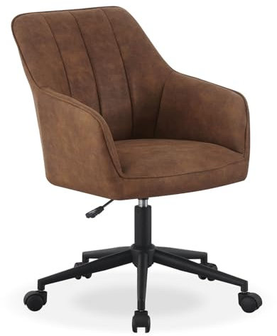 DUBI Möbel Bürostuhl Leon – ergonomisch & höhenverstellbar – Schreibtischstuhl in Lederoptik Braun – drehbar, auf Rollen, gepolstert (Lederoptik Braun)