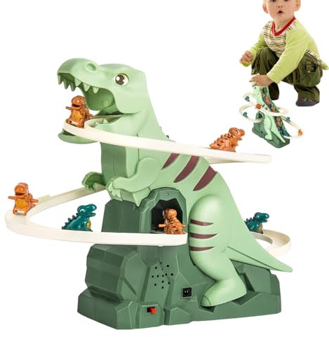 Achterbahn Spielzeug Set Zusammenbauen Dinosaurier Treppensteigender Dinosaurier mit Licht und Musik Lernspielzeug für Kinder Weihnachten Geburtstagsgeschenk