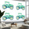 Fototapete Aquarell Traktor Motiv, Panorama Poster Tapete B200 x H140 cm, Vliestapete Wand-Dekor für Wohnzimmer Schlafzimmer Kinderzimmer Wandbilder Wanddeko, Grün