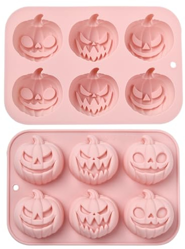 UR URLIFEHALL 2 stampi in silicone 3D a forma di zucca di Halloween, per cioccolato, torte, sapone, muffin, cheesecake, brownie