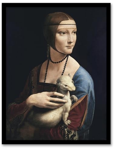 Artery8 Da Vinci Lady with an Ermine La Belle Ferronniere Framed Wall Art Print Home Décor A3