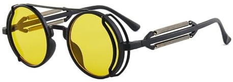 AVQXUY Klassische Gothic Steampunk Luxus Herren und Damen Retro Runde PC Rahmen Sonnenbrille,1