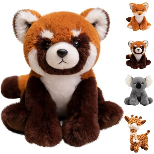 AUNGCSHE Roter Panda Kuscheltier, Roter Panda Plüschtier Sitzhaltung, Flauschiger Red Panda Plush für Spielen, Sammeln, Kuscheln, Geburtstagsgeschenk für Kinder(Panda)
