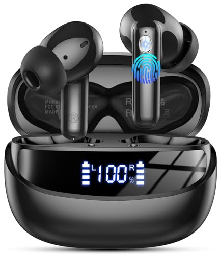 Bluetooth Kopfhörer, 2026 Kopfhörer Kabellos Bluetooth 5.4, 50 Std Spielzeit In Ear Kopfhörer HiFi Stereo mit 4 ENC Noise Cancelling Mics, IP7 Wasserdicht Kabellose Kopfhörer, Ohrhörer mit LED-Anzeige