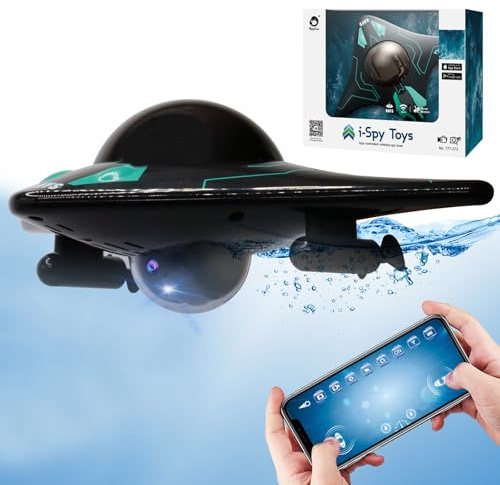 HUAJUN Bateau télécommandé, bateau RC avec caméra haute définition, éclairage LED, contrôle sans fil via l'application, angle de caméra réglable, vaisseau spatial à haute vitesse