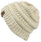 C.C Trendige, warme Strickmütze mit Zopfmuster, Beige, Einheitsgröße