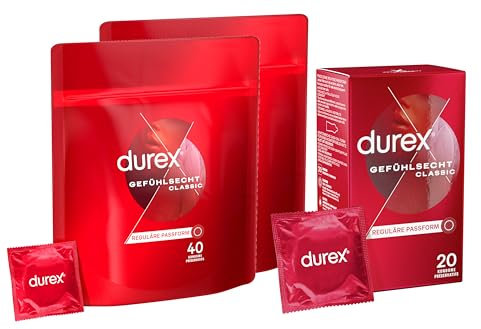 Durex Gefühlsecht Kondome – Hauchzarte Kondome für intensives Empfinden und innige Zweisamkeit – 100er Großpackung (1 x 100 Stück)