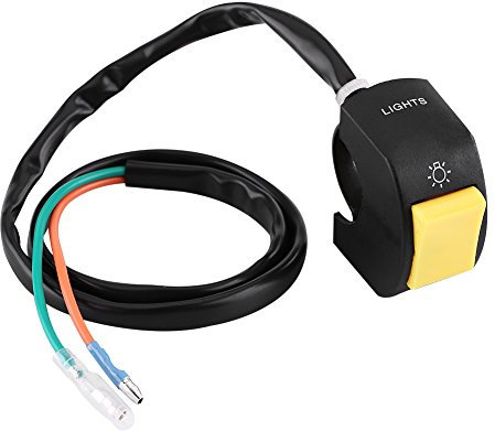 Interrupteur de Guidon de Moto Commutateur de Montage de Guidon de Moto Electrique Etanche LED On/Off avec Bouton (Yellow)
