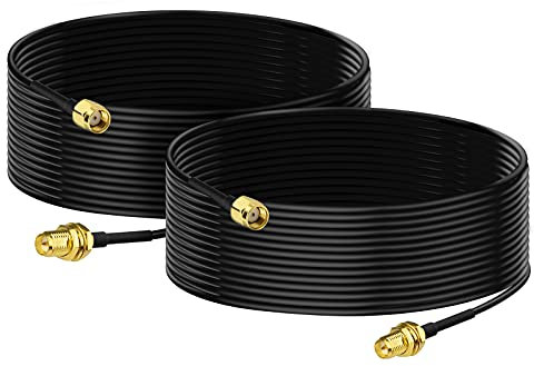 Bingfu Cable RP-SMA Rallonge Antenne WiFi 5m Adaptateur de RP-SMA Mâle à Femelle RG174 pour Extension Telesurveillance Routeur WiFi Caméra IP Carte Réseau sans Fil Mini PCI Express PCIE,2-Paquet