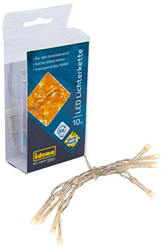 Idena 8582065 - LED Lichterkette mit 10 LED in warm weiß, mit 6 Stunden Timer Funktion (2, 1 m)