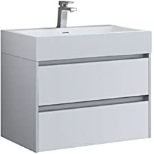 StoneArt Badmöbel Set mit Mineralguss Waschbecken und Unterschrank Waschtisch als Einzel- oder Doppelwaschbecken mit Unterschrank ohne Armaturen Mailand ML-0600 weiß matt 60cm
