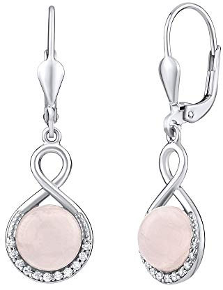 SILVEGO Damen Ohrringe aus 925 Sterling Silber mit natürlichem Rosenquarz