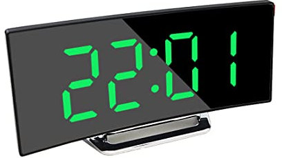 Digital Alarm Clock Bedside,LED Bedside Clock with 7 Curved Screen,Snooze,2 Levels of Brightness,Night Light,USB Charging Port,12/24 Hr,for Heavy Sleepers,Travel,Bedroom,Office Best Festival Gift